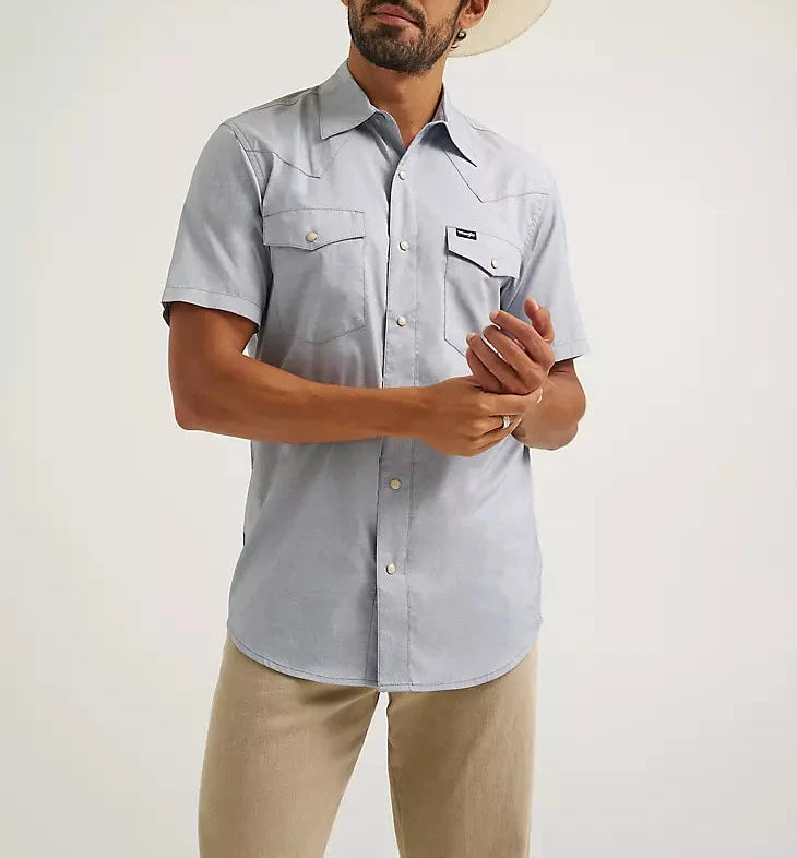 WRANGLER BABY BLUE SHORT SLEEVE BUTTON UP SHIRT- 112375152