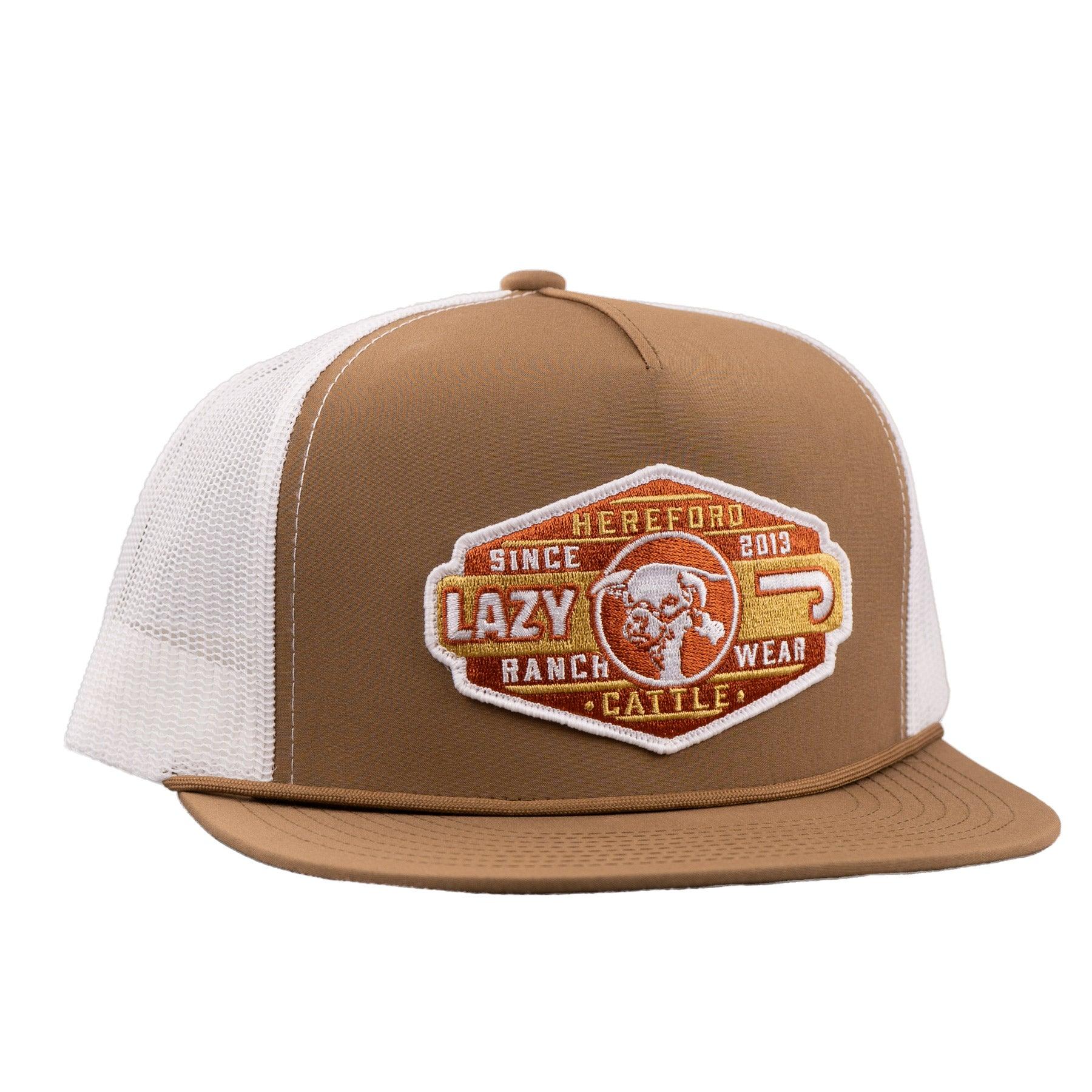 LAZY J RANCH CAP COYOTE BROWN & WHITE PECOS CLASSIC ROPE TRUCKER HAT