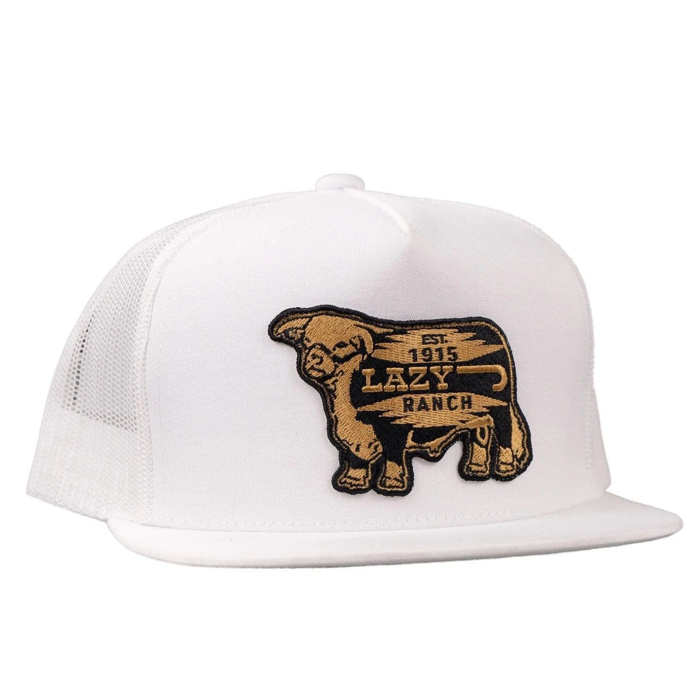 LAZY J RANCH CAP YOUTH WHITE GOLD RUSH CLASSIC FIVE PANEL TRUCKER HAT