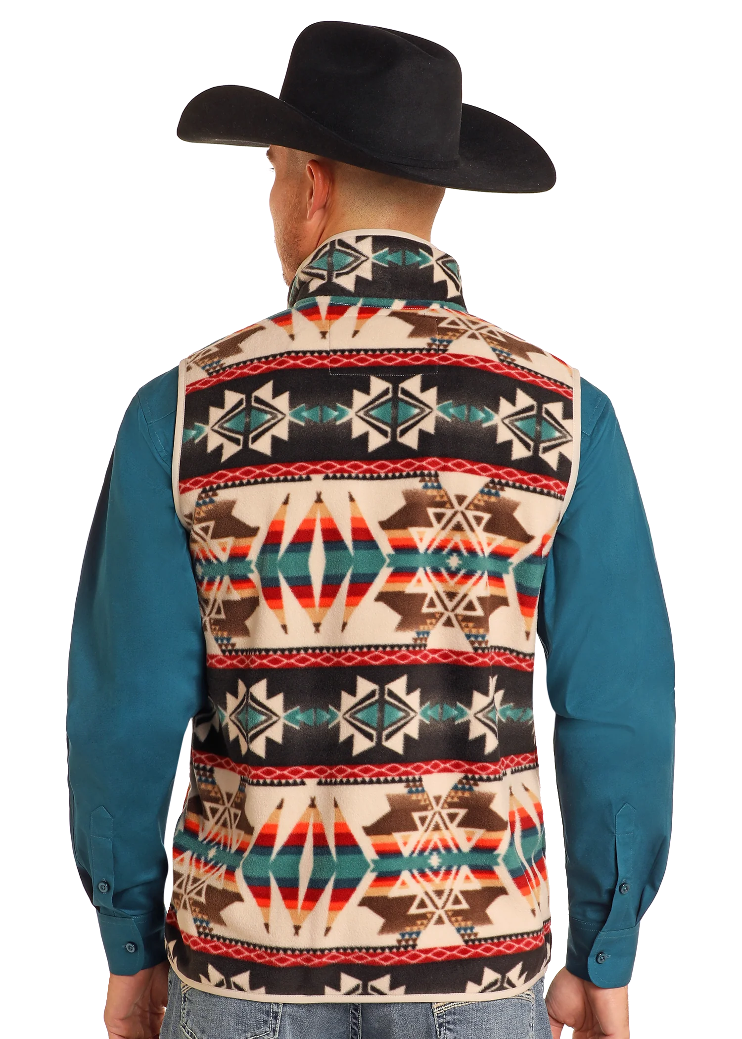 PANHANDLE TAN AZTEC PRINTED FLEECE VEST