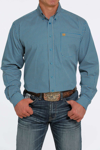 CAMISA DE HOMBRE CON BOTONES CINCH AMARILLO NEGRO CUADROS TURQUESA MTW1105437