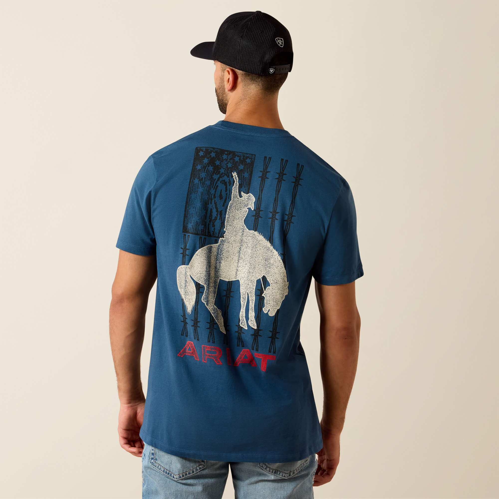 ARIAT MEN T-SHIRT FLAG BRONCO SS KEY LARGO - 10071192