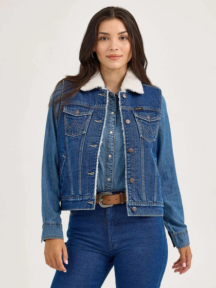 CHALECO DE MEZCLILLA CON FORRO SHERPA WRANGLER PARA MUJER 112368298