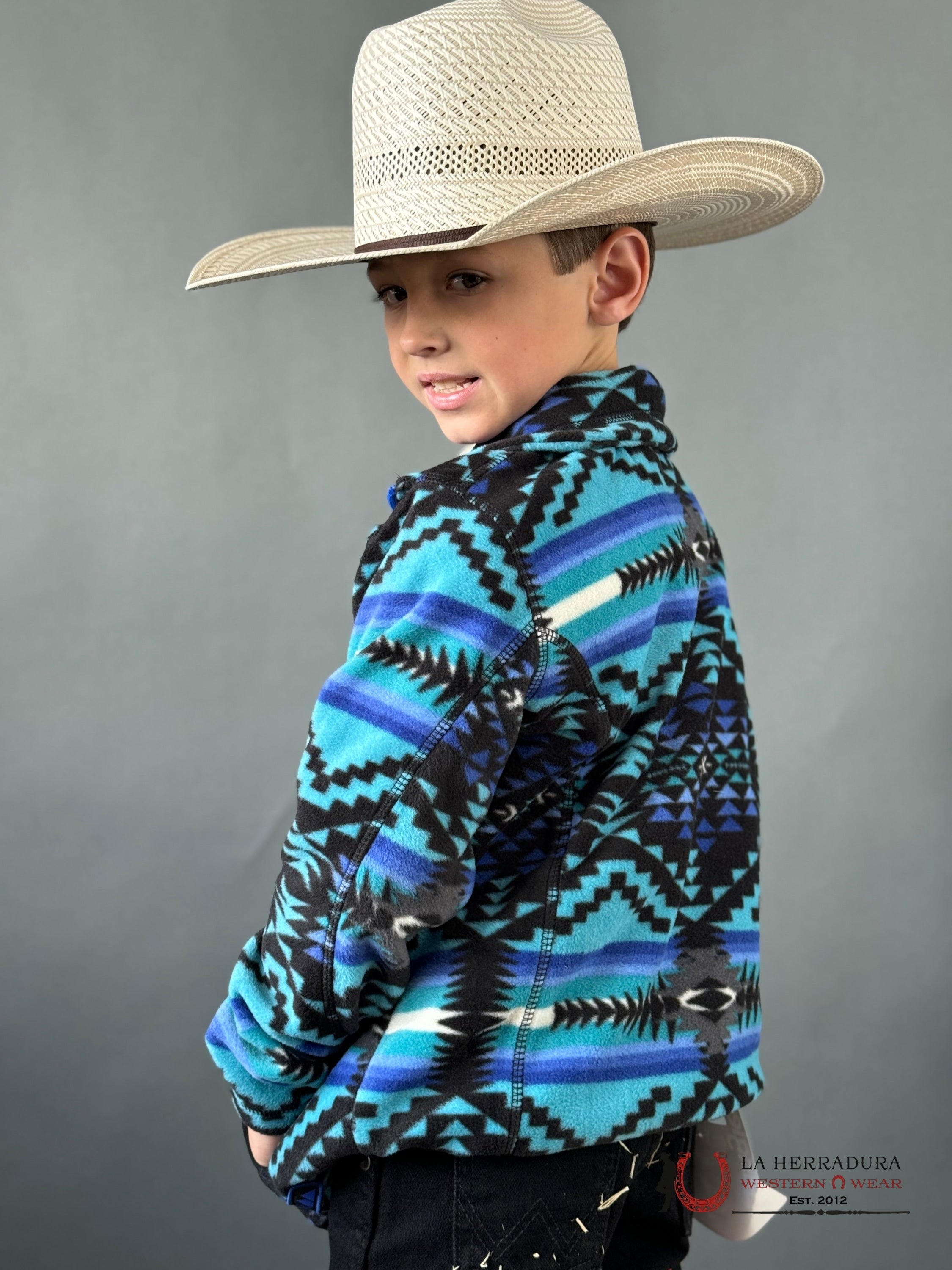 PANHANDLE AZTEC PRINTED FLEECE PULLOVER BLUE KIDS YOUTH PRKO91RZXV