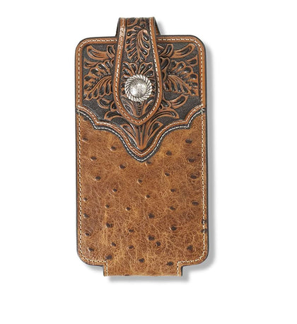 FUNDA DE TELÉFONO ARIAT DE AVESTRUZ MARRÓN-A0603702