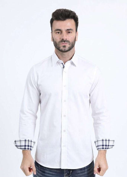PLATINI MEN’S SHIRT MODERN FIT STRETCH WHITE- TKL11299