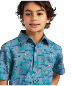 CAMISA DE NIÑOS ARIAT/DAXTON CLSSC MC MENTA - 10039519