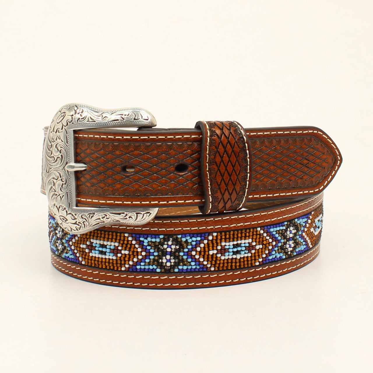 NOCONA MENS AZTEC BLUE AND TAN WESTERN BELT - N2484408