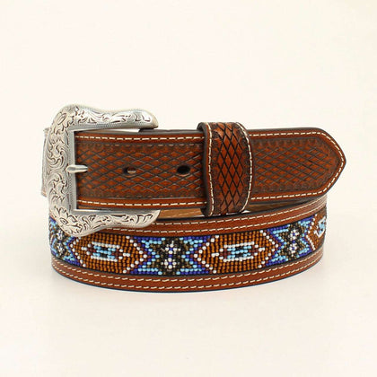 CINTURÓN WESTERN AZTECA AZUL Y TAN PARA HOMBRE NOCONA - N2484408