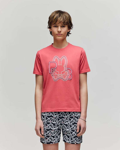 PSYCHO BUNNY KIDS CARLO GRAPHIC TEE RUBI QUARTZ KT0200009
