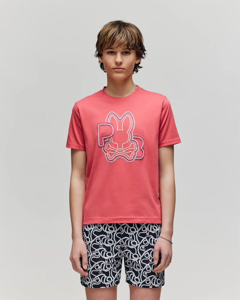 PSYCHO BUNNY KIDS CARLO GRAPHIC TEE RUBI QUARTZ KT0200009