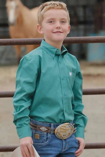 CAMISA VERDE DE MANGA LARGA PARA NIÑO CINCH MTW7060355