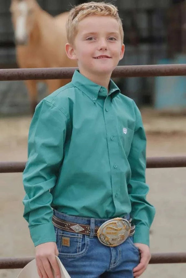 CAMISA VERDE DE MANGA LARGA PARA NIÑO CINCH MTW7060355