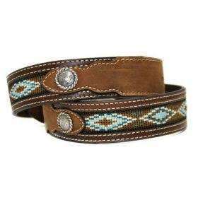 Cinturón vaquero Nocona de hombre, modelo azteca, colores tostado y azul - N2413644