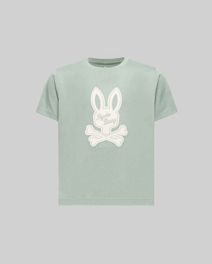 PSYCHO BUNNY KIDS DEREK CENTER GRAPHIC TEE ICEBERG GREEN KT0200006
