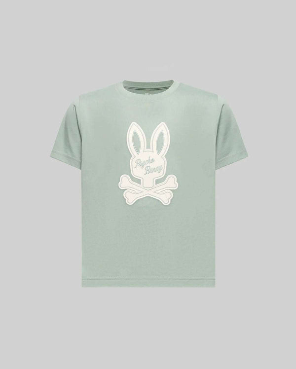 PSYCHO BUNNY KIDS DEREK CENTER GRAPHIC TEE ICEBERG GREEN KT0200006