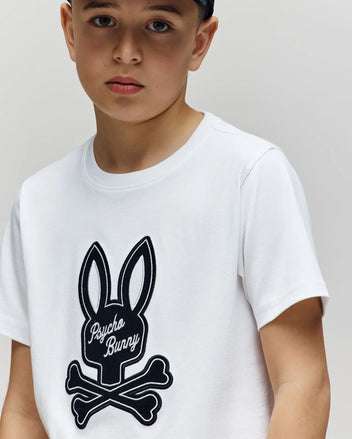 PSYCHO BUNNY KIDS DEREK CENTER GRAPHIC TEE WHITE KT0200006
