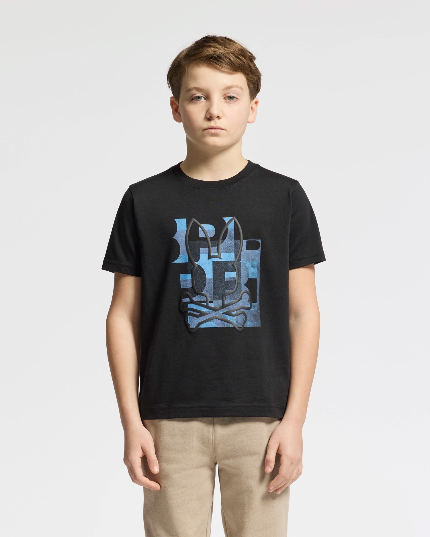 PSYCHO BUNNY KIDS ZEALAND GRAPHIC TEE BLACK B0U604F200