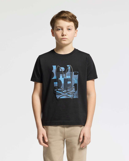PSYCHO BUNNY KIDS ZEALAND GRAPHIC TEE BLACK B0U604F200