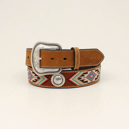 Cinturón Nocona para hombre de varios colores, tostado, azul y rojo con costuras - N320002944