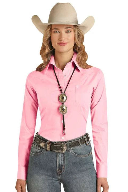 CAMISA LS DE TWILL SÓLIDO ABOTONADA ROCK&ROLL WOMEN RRWSODRZ5R