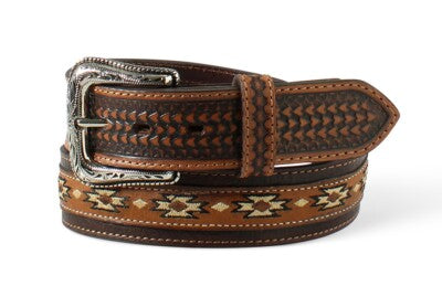 ARIAT WHITE AND BROWN AZTEC BELT- A1039502