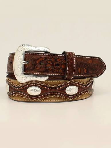 NOCONA MENS BROWN BELT WITH TAN WESTERN DESIGN- N210005008