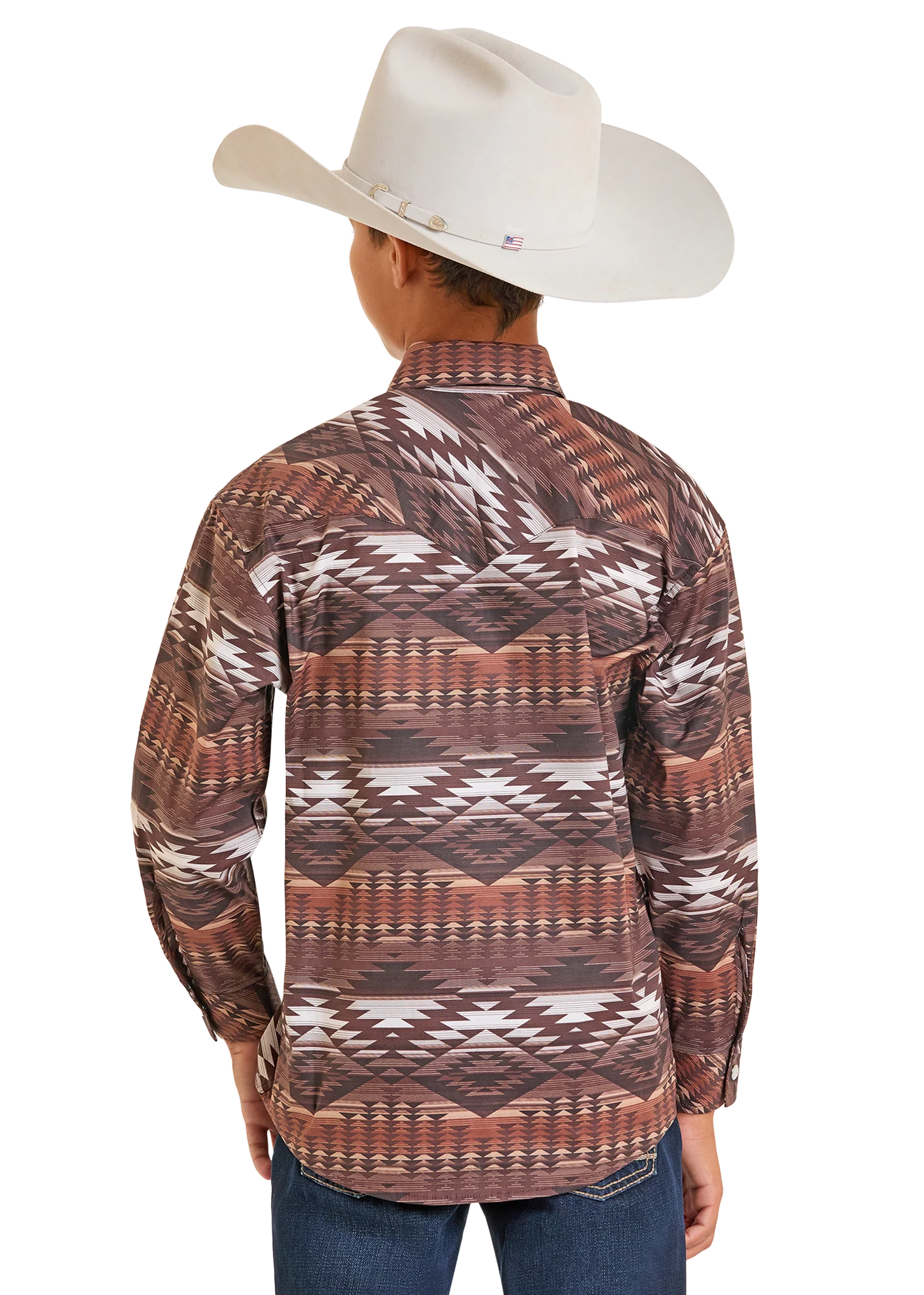 ROCK&ROLL KIDS RR AZTEC PRINT LS SNAP BROWN BBN2S07139