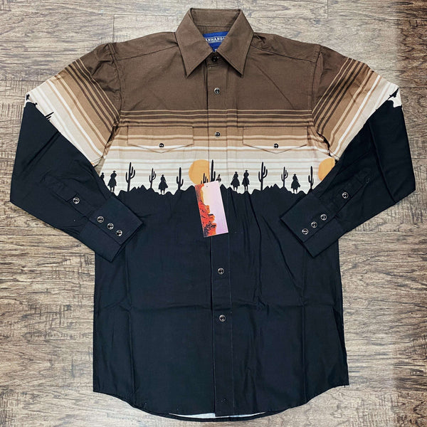 CAMISA DE MANGA LARGA CON BROCHES NEGRA PARA NIÑOS PANHANDLE BOYS PHBSOSR0AM