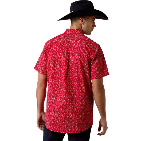 ARIAT MENS BARTH FTD SS SHRT TANGO RED MINI PAISLEY PRINT 10073531