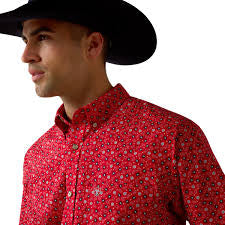 ARIAT MENS BARTH FTD SS SHRT TANGO RED MINI PAISLEY PRINT - 10073531