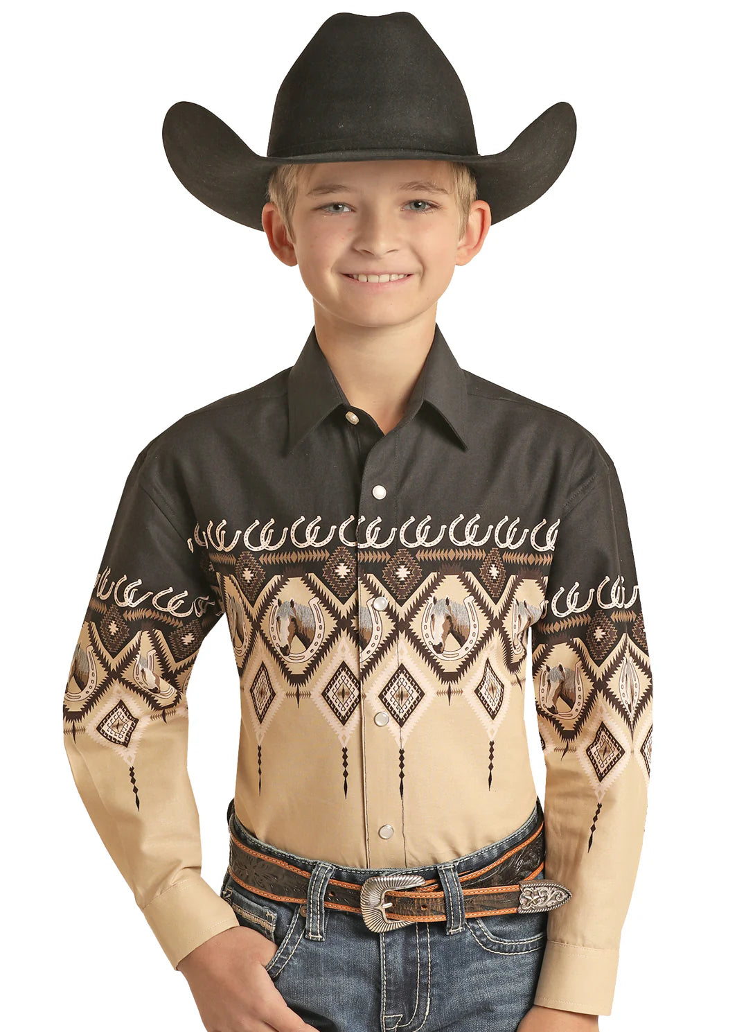 PANHANDLE SHIRT LONG SLEEVE CHILD DARK BROWN  PHBSOSR0AK