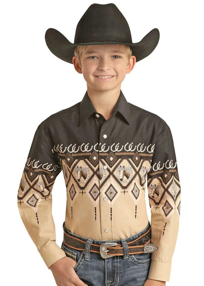 PANHANDLE SHIRT LONG SLEEVE CHILD DARK BROWN  PHBSOSR0AK