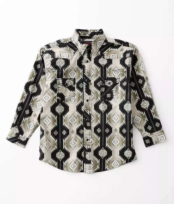 ROCK&ROLL BOYS B AZTEC LS SNAP OLIVE RRBS2SRZ7P
