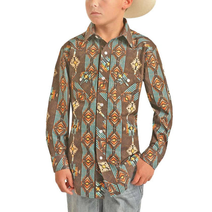 ROCK&ROLL BOYS LS SNAP MARRÓN OSCURO B8S3321