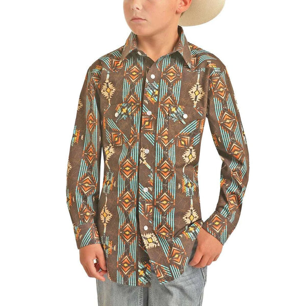 ROCK&ROLL BOYS LS SNAP MARRÓN OSCURO B8S3321