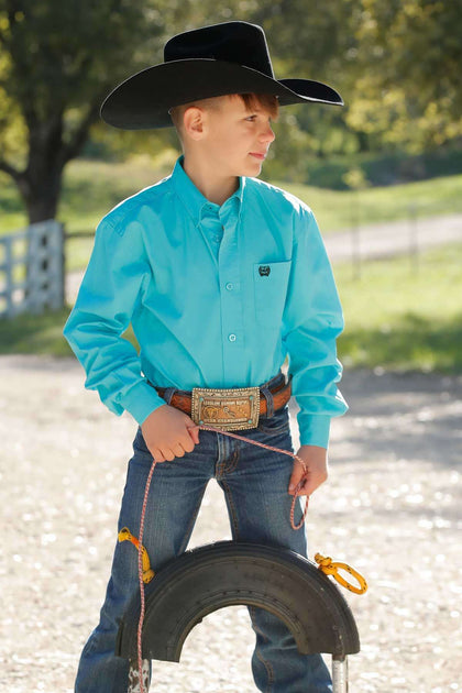 CAMISA MANGA LARGA TURQUESA CINCH PARA NIÑO MTW7060374