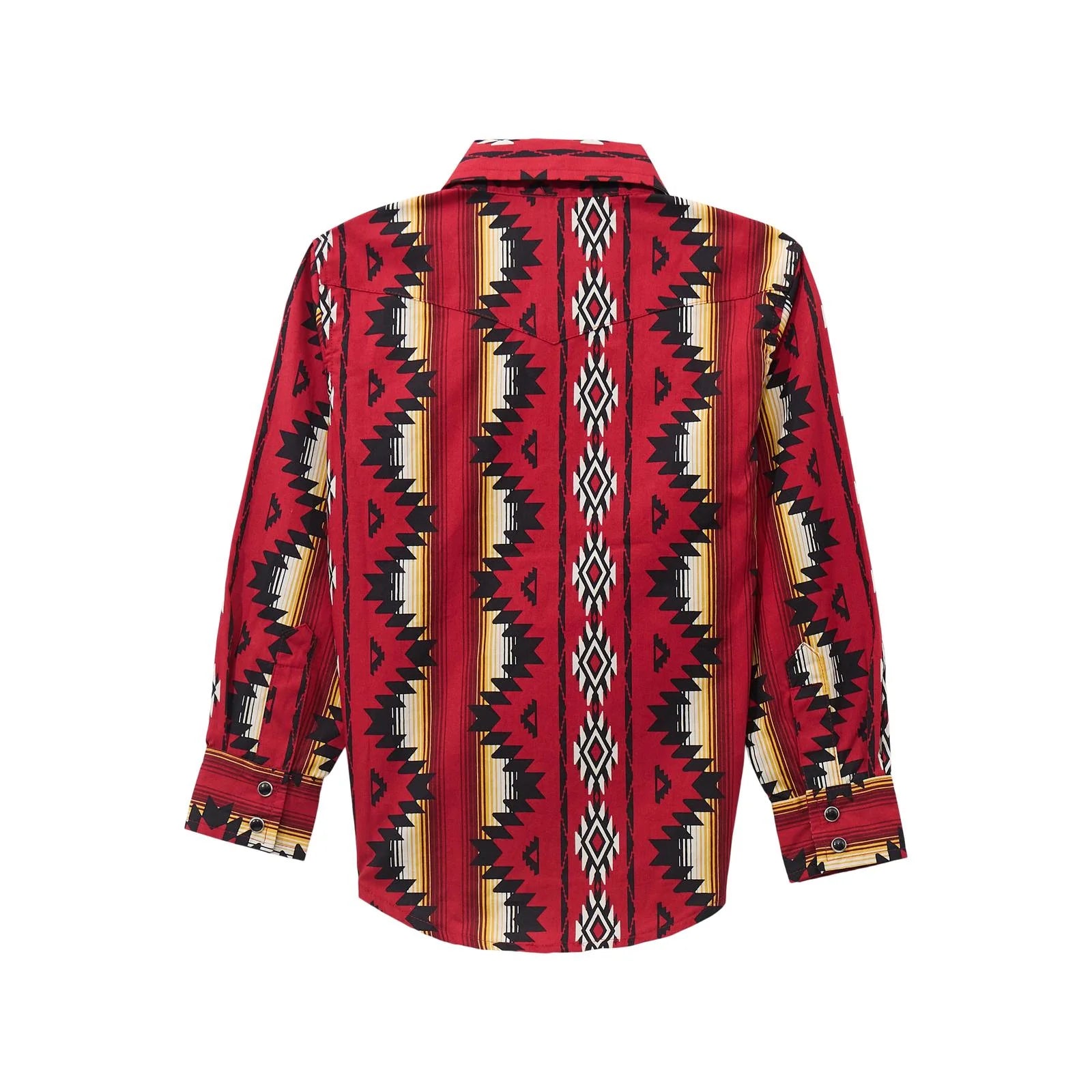Wrangler Red With Multi Color Aztec Print Long Sleeve 112369457