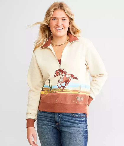 ARIAT  WILD HORSE SWTSHRT OATMEAL HEATHER-10046255