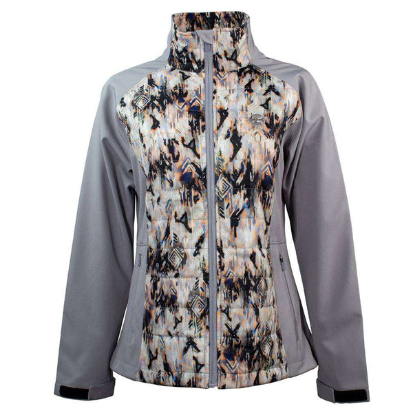 CHAQUETA HOOEY PARA MUJER GRIS / CREMA PATRÓN AZTECA NEGRO HJ102GYAZ