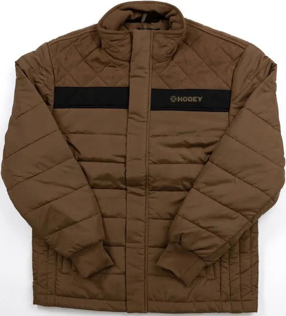 HOOEY MENS BAFF SHITAKE BROWN PUFFER FULL ZIP JACKET HJ147BR