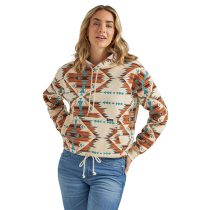 Sudadera con capucha para mujer Wrangler Retro® con fruncido y estampado azteca 112339174