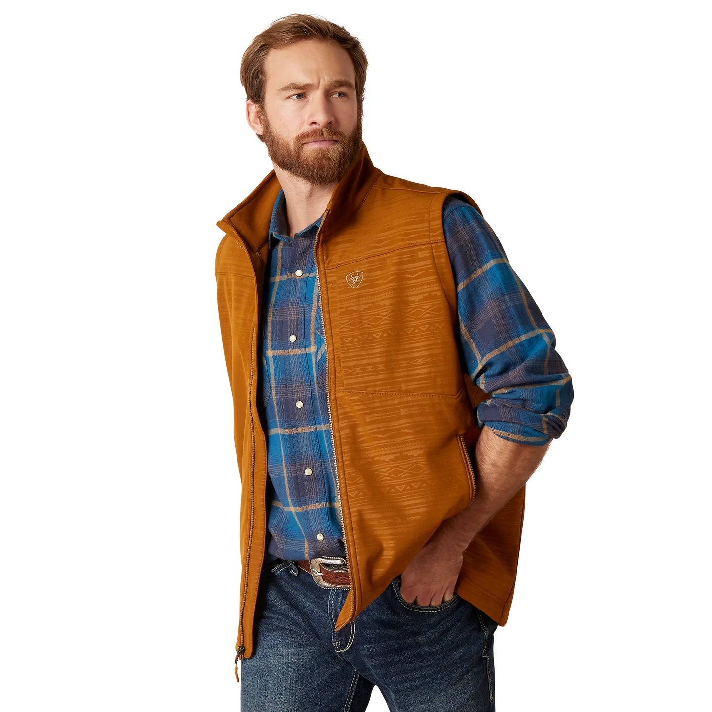 ARIAT LOGO 2.0 SOFTSHELL VEST CHESTNUT EMBOSSED-10046613