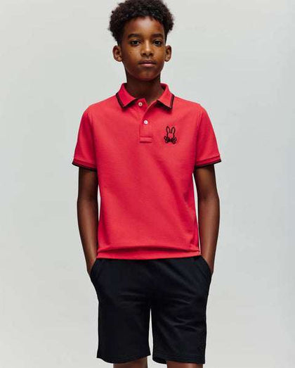 PSYCHO BUNNY KIDS JUDE PIQUE POLO BITTERSWEET KT0100027