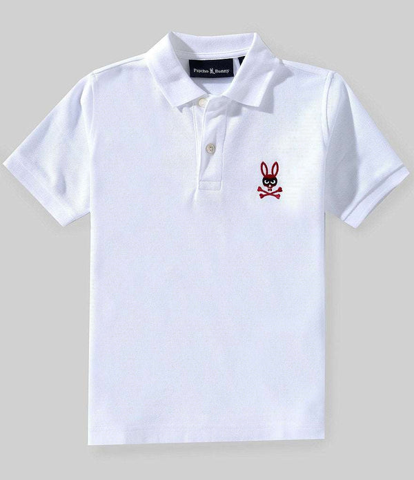 PSYCHO BUNNY KIDS POLO PIQUÉ MISCHIEF BLANCO SM25