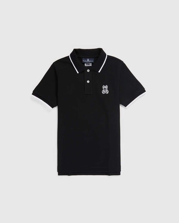 PSYCHO BUNNY KIDS POLO PIQUÉ JUDE NEGRO KT0100027