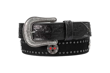 NOCONA WOMEN BLACK WESTERN BELT WITH POKER CHIP CONCHO N320008401