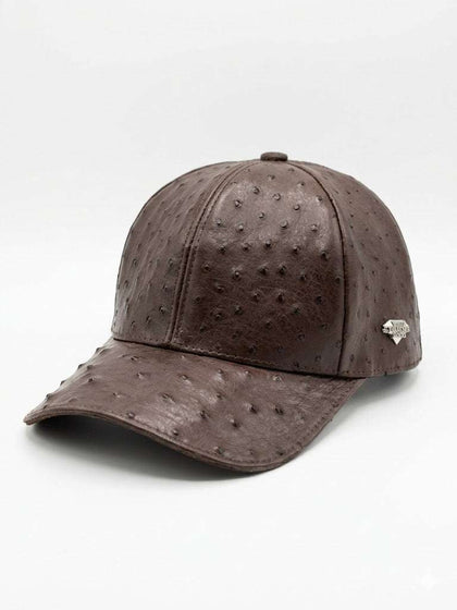 WHITE DIAMONS OSTRICH BROWN CAP