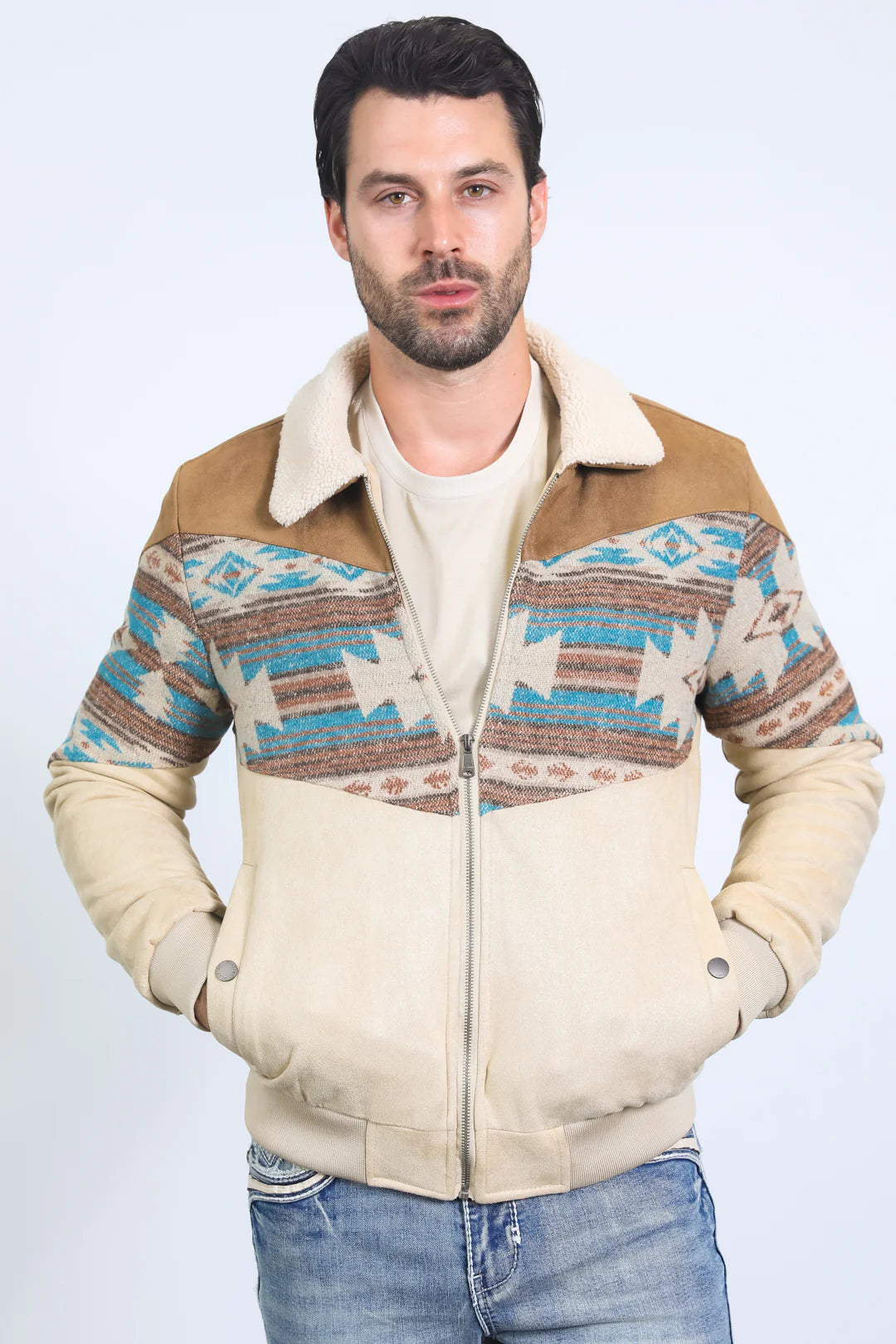 PLATINI BEIGE AZTEC PRINT JACKET-32045283