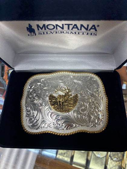 MONTANA SILVERSMITHS SCALLOPED ELK WITH SCENERY BUCKLE